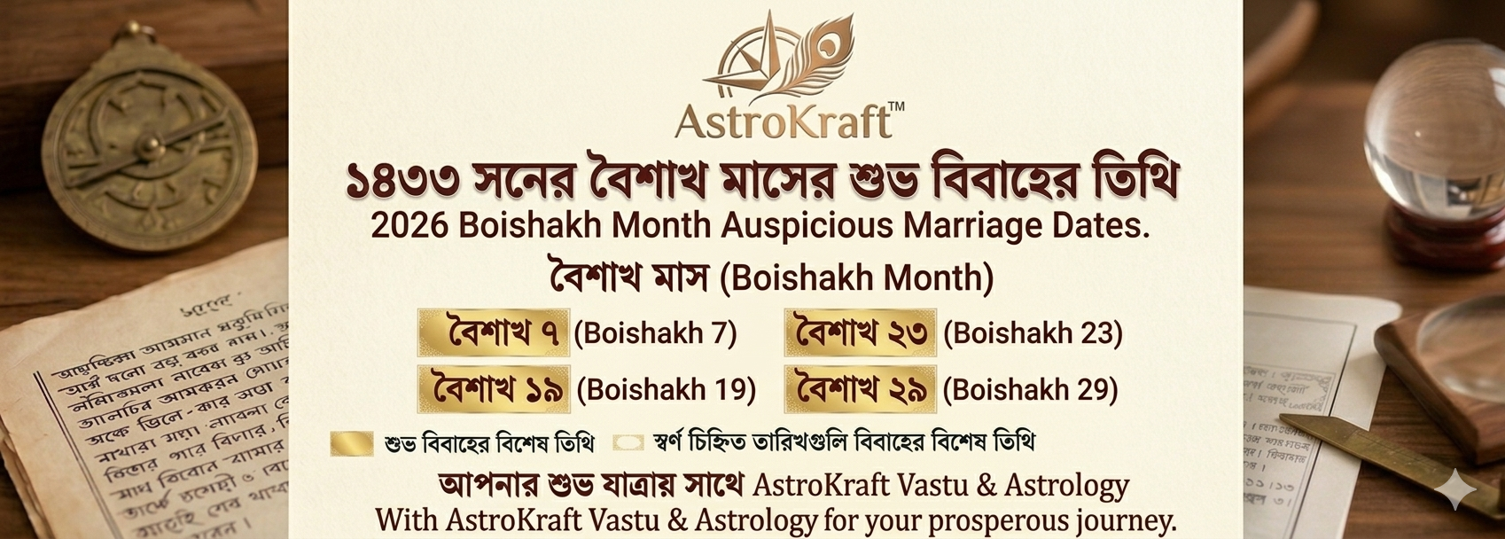 Shubho Bibaho Dates BOISHAK: 1433 (2026-2027)